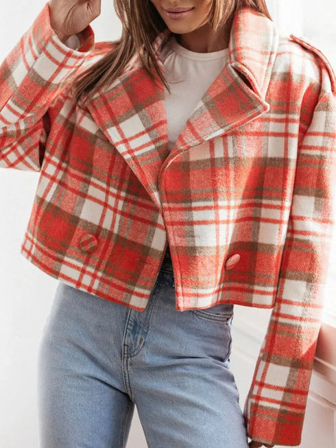 'Eilith' Cropped Plaid Jacket - Celes Fashion